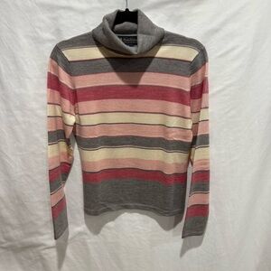 Brooks Brothers Merino Wool Striped Turtleneck Sweater Old Money Academia Preppy